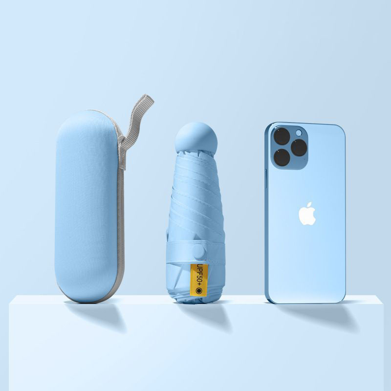 【送膠囊盒！】晴雨兩用小巧便攜防曬防紫外線迷你五折疊太陽傘