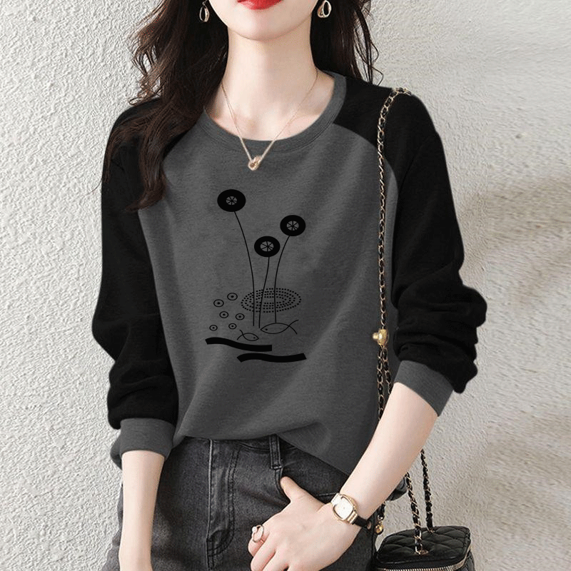 純棉韓版寬鬆顯瘦套頭外穿拼接衛衣長袖-Cicichill