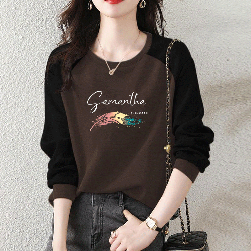 純棉韓版寬鬆顯瘦套頭外穿拼接衛衣長袖-Cicichill