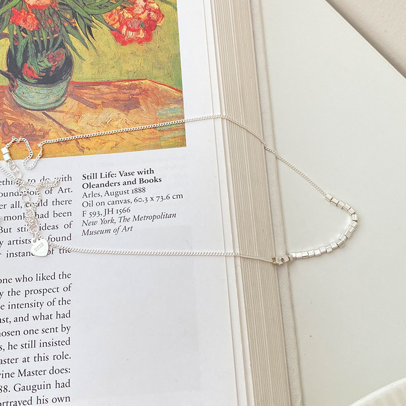 日韓氣質簡約小眾設計感小方塊鎖骨項鍊