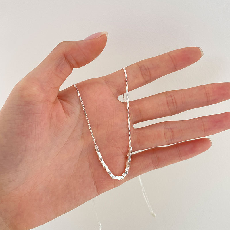 日韓氣質簡約小眾設計感小方塊鎖骨項鍊