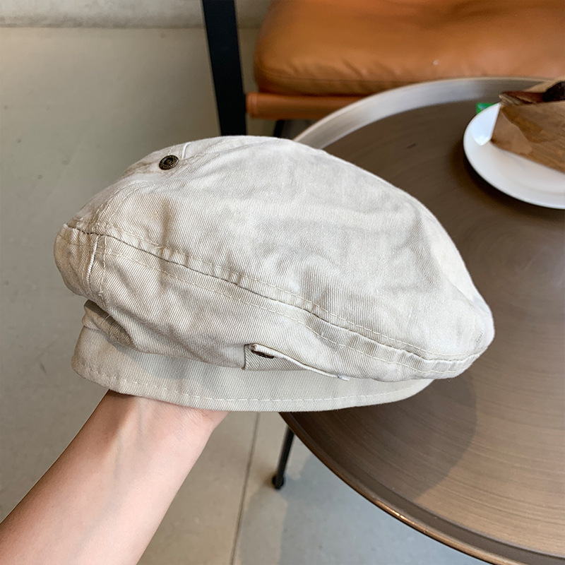 【5色】日系做舊復古時尚百搭藝術顯臉小水洗貝雷帽-Cicichill