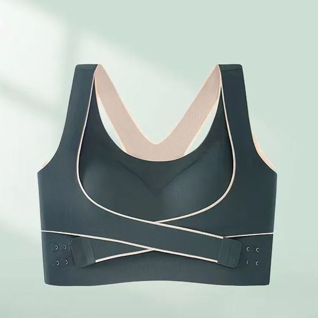 冰絲運動一體式背心無痕無鋼圈裹胸聚攏瑜伽收副乳內衣-Cicichill