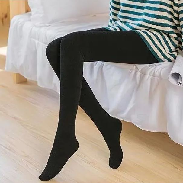 加絨加厚打底褲高腰外穿豎條螺紋顯瘦韓版保暖一體褲裝-Cicichill