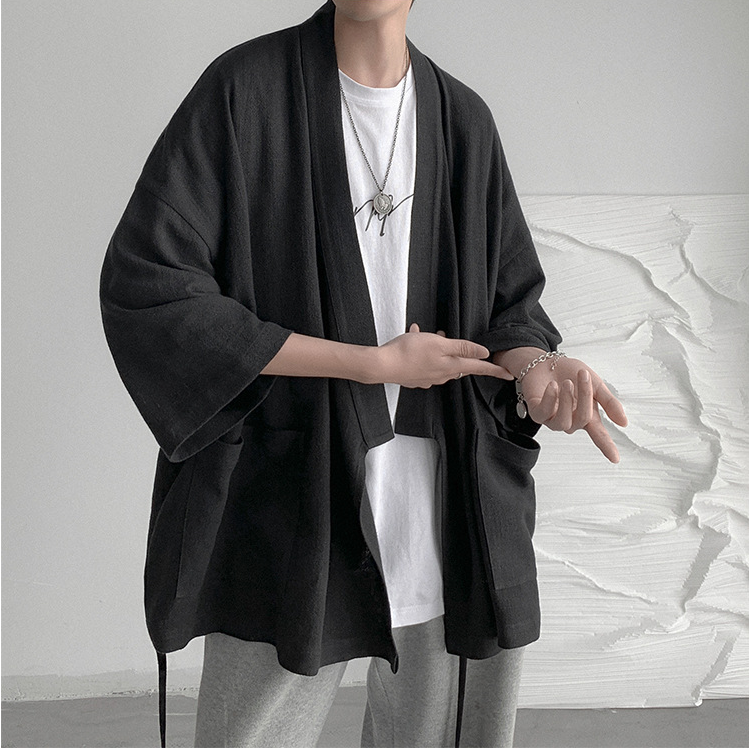 港風ins潮流大口袋七分袖襯衫