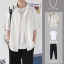 【三件套】白色條紋+休閒褲+白色T恤