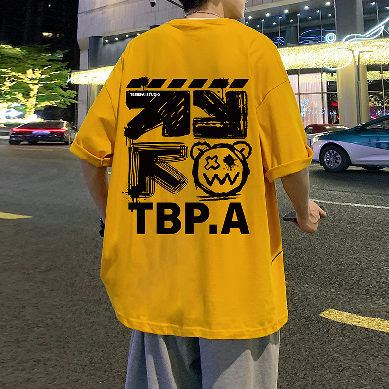 情侶裝印花寬鬆潮流純棉短袖t恤