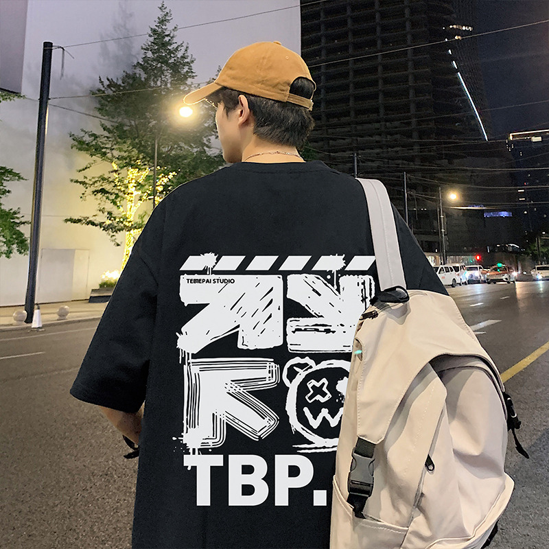 情侶裝印花寬鬆潮流純棉短袖t恤