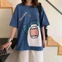 【單件】鲨鱼T恤藍色