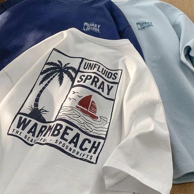 美式復古休閒嘻哈男女同款寬鬆短袖t恤