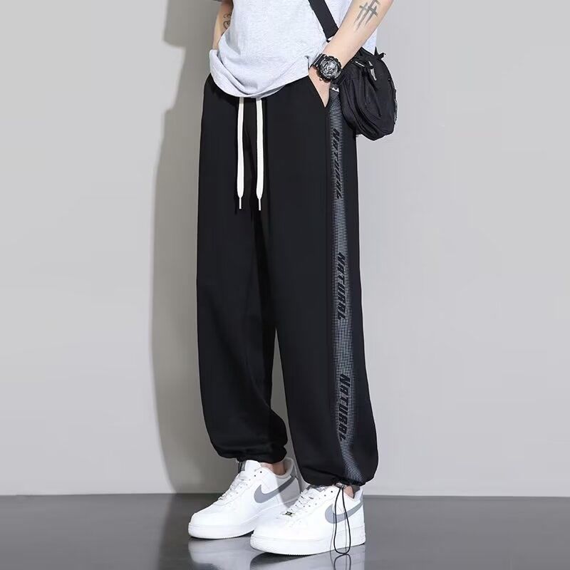 美式潮牌直筒闊腿字母運動長褲