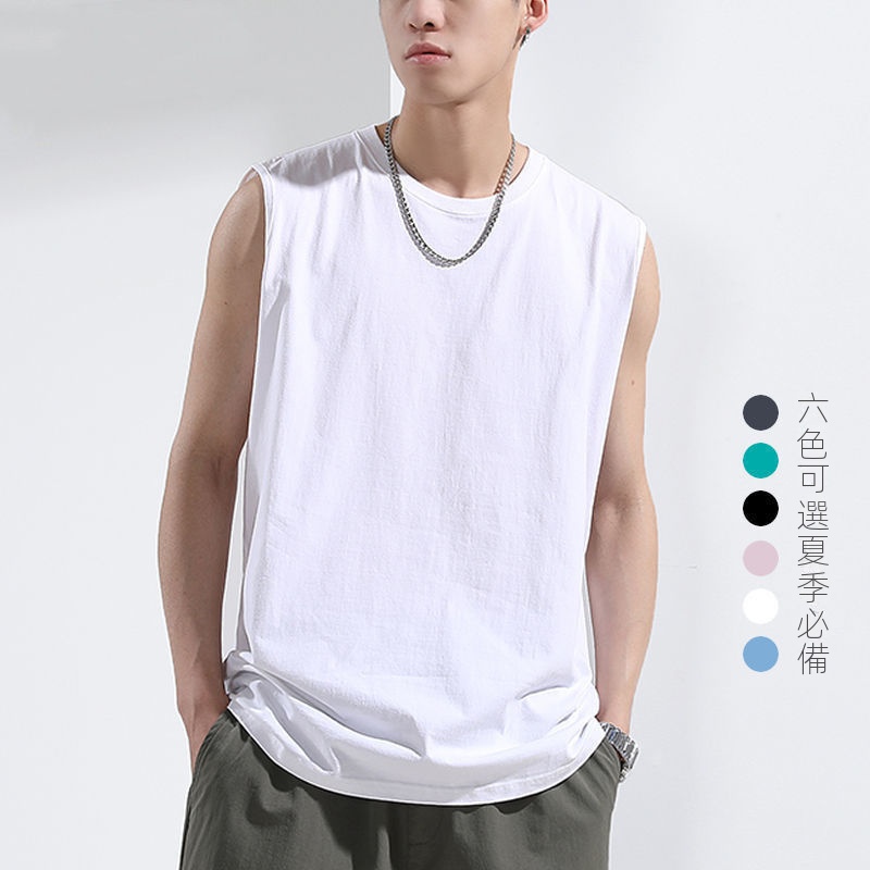 休閒純色寬鬆運動潮流純色T恤背心