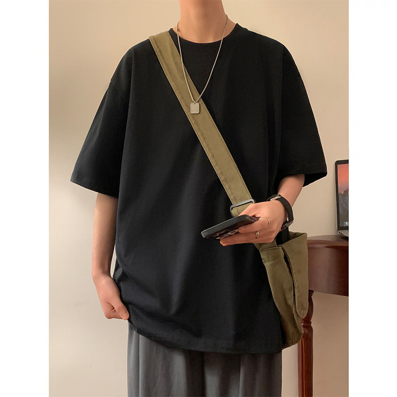 重磅新款ins潮純棉寬鬆純色五分袖短袖t恤