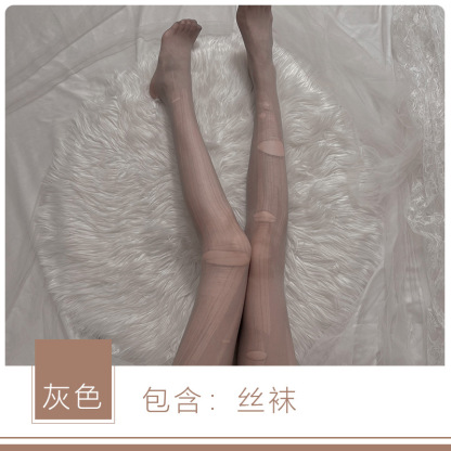 瑰若免脱丝袜 超薄任意撕开档破洞美腿袜