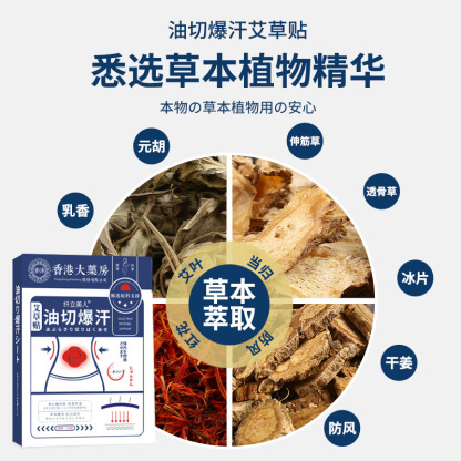 香港大药房油切暴汗艾草贴 男女腰部纤姿贴清湿美腰贴肚脐贴