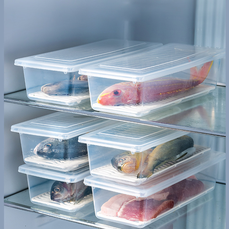 SP SAUCE冰箱收纳盒 保鲜盒塑料沥水盒鱼盒生鲜蔬果存放盒食品储存盒