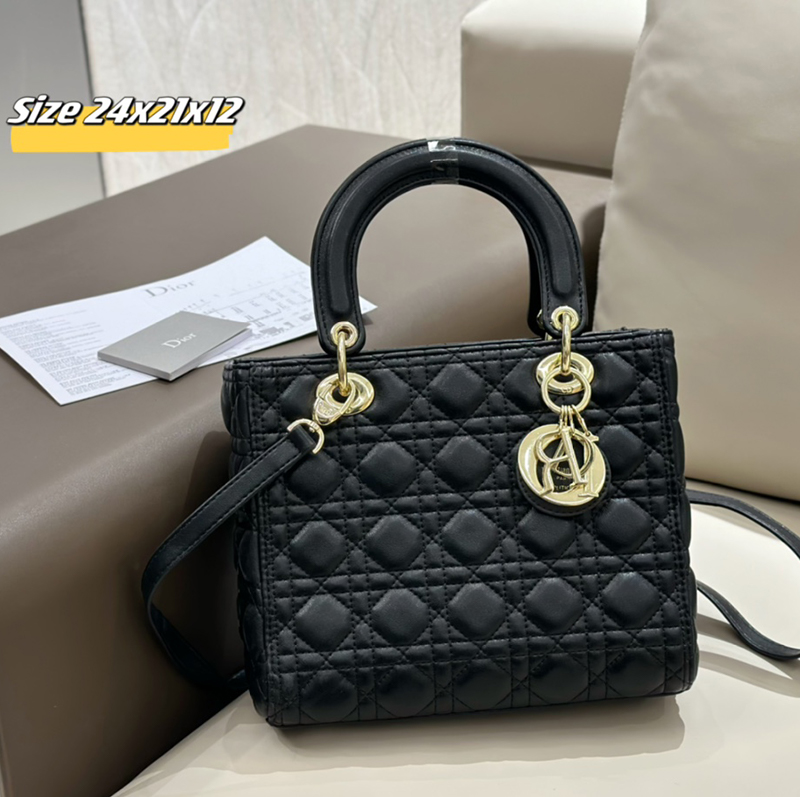Dior(ディオール) S級品 カーフスキン Lady Dior 24cmミニバッグ ハンドバッグ ショルダーバッグ レディース