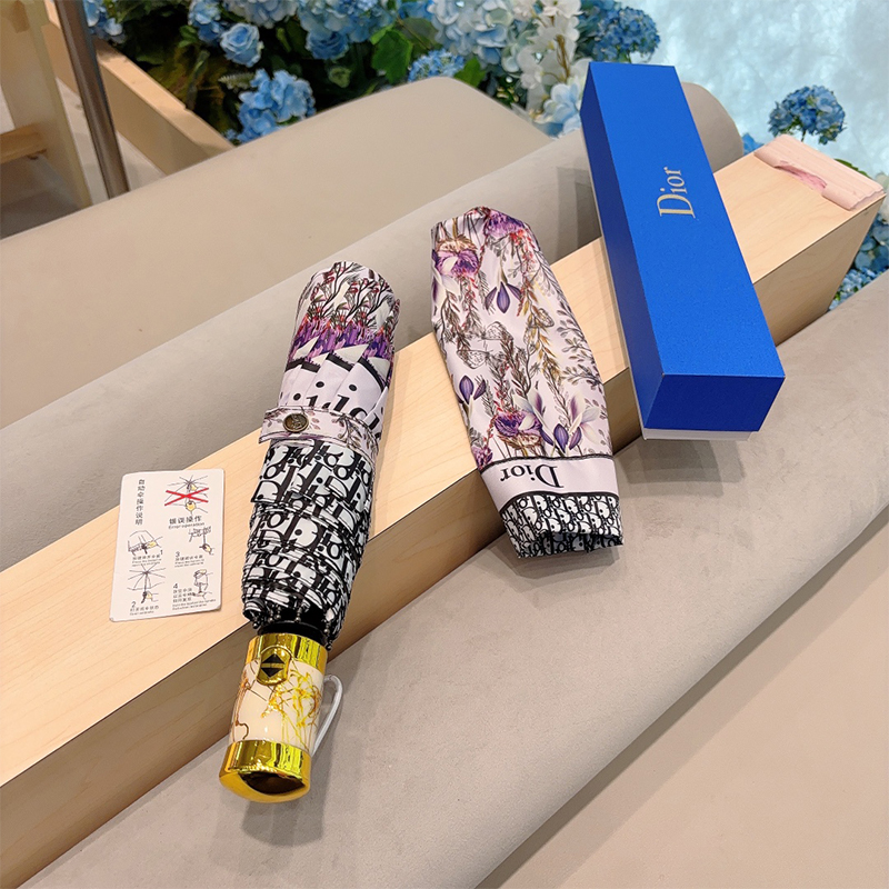 ディオール DIOR 傘 アンブレラ 日傘 ラビット 3つ折り 自動折り たたみ傘 レディース