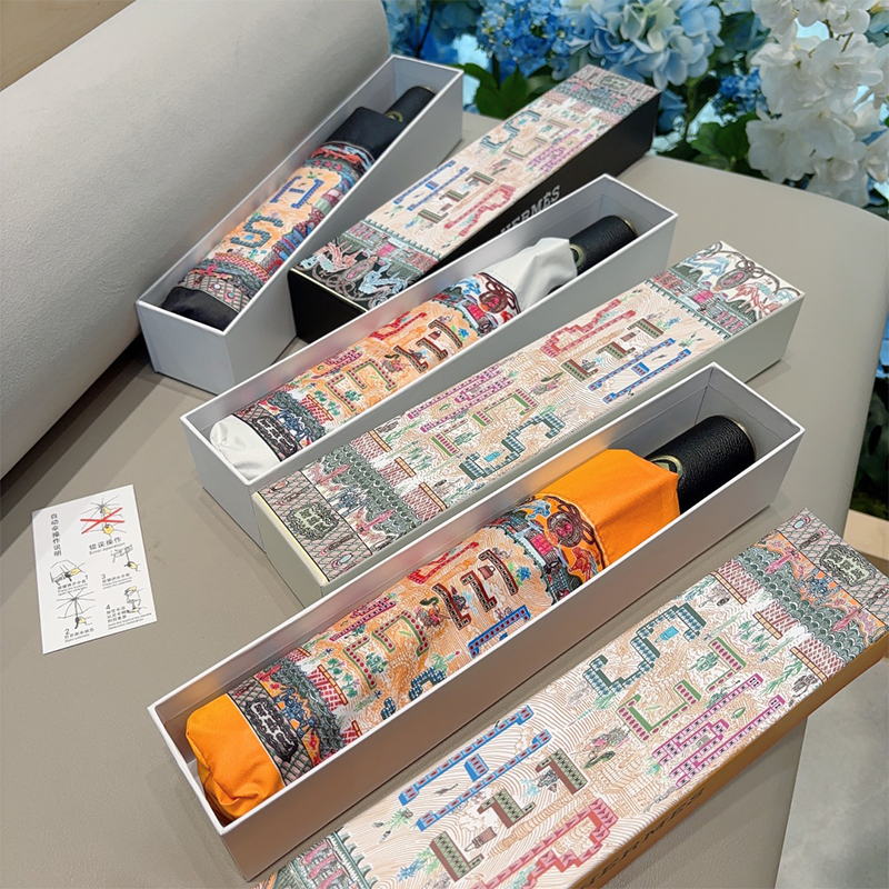 エルメス（HERMES）晴雨兼用 傘 日傘 自動折り たたみ傘 レディース