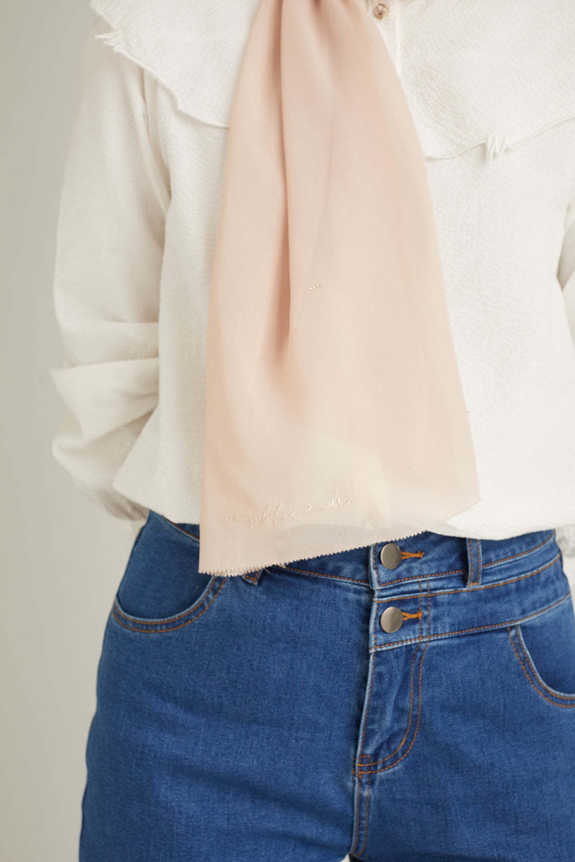 Cacia Soft Nude Chiffon Shawl