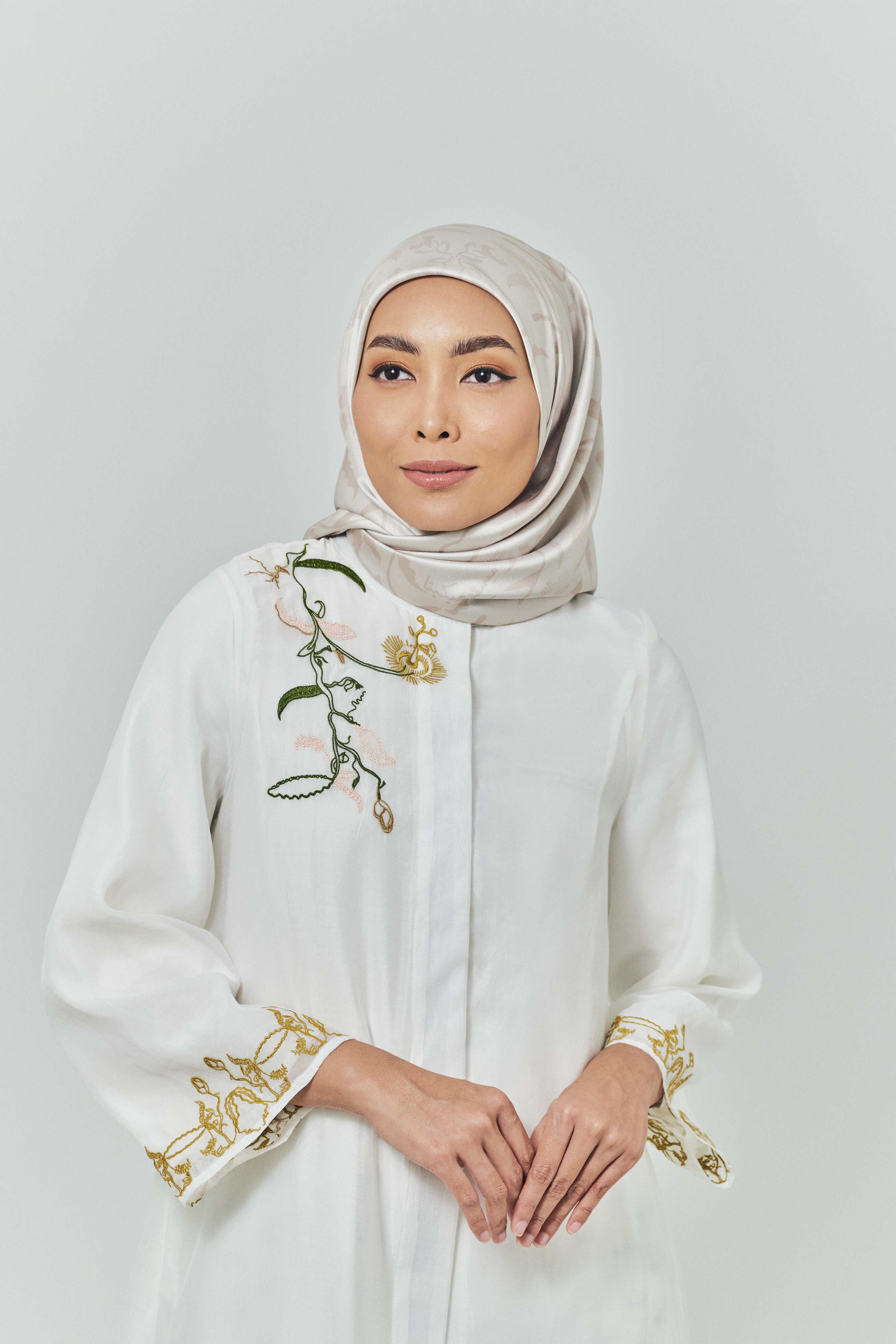 Hanna Champagne Satin Square Scarf