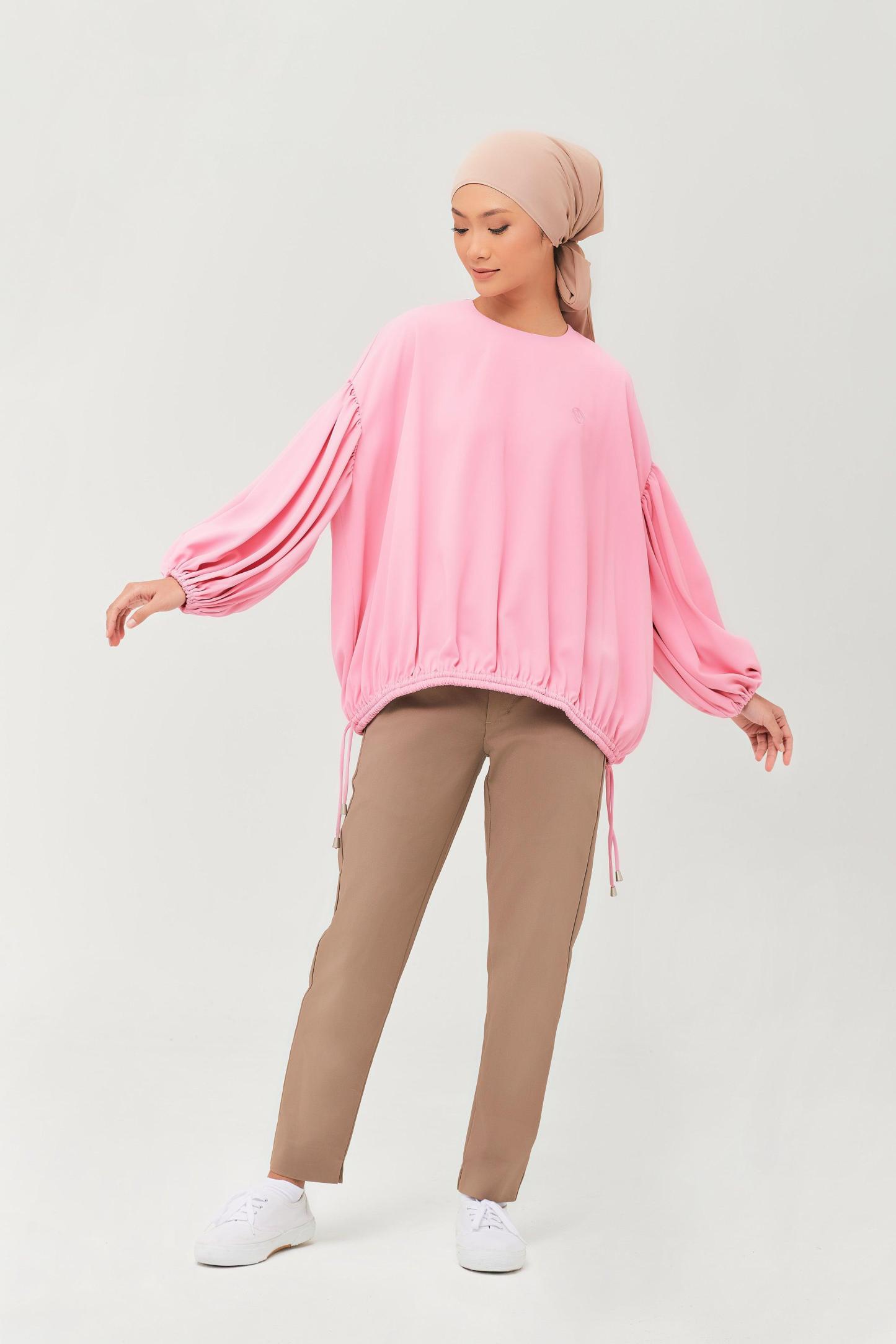 Maeve Pink Balloon Sleeve Top