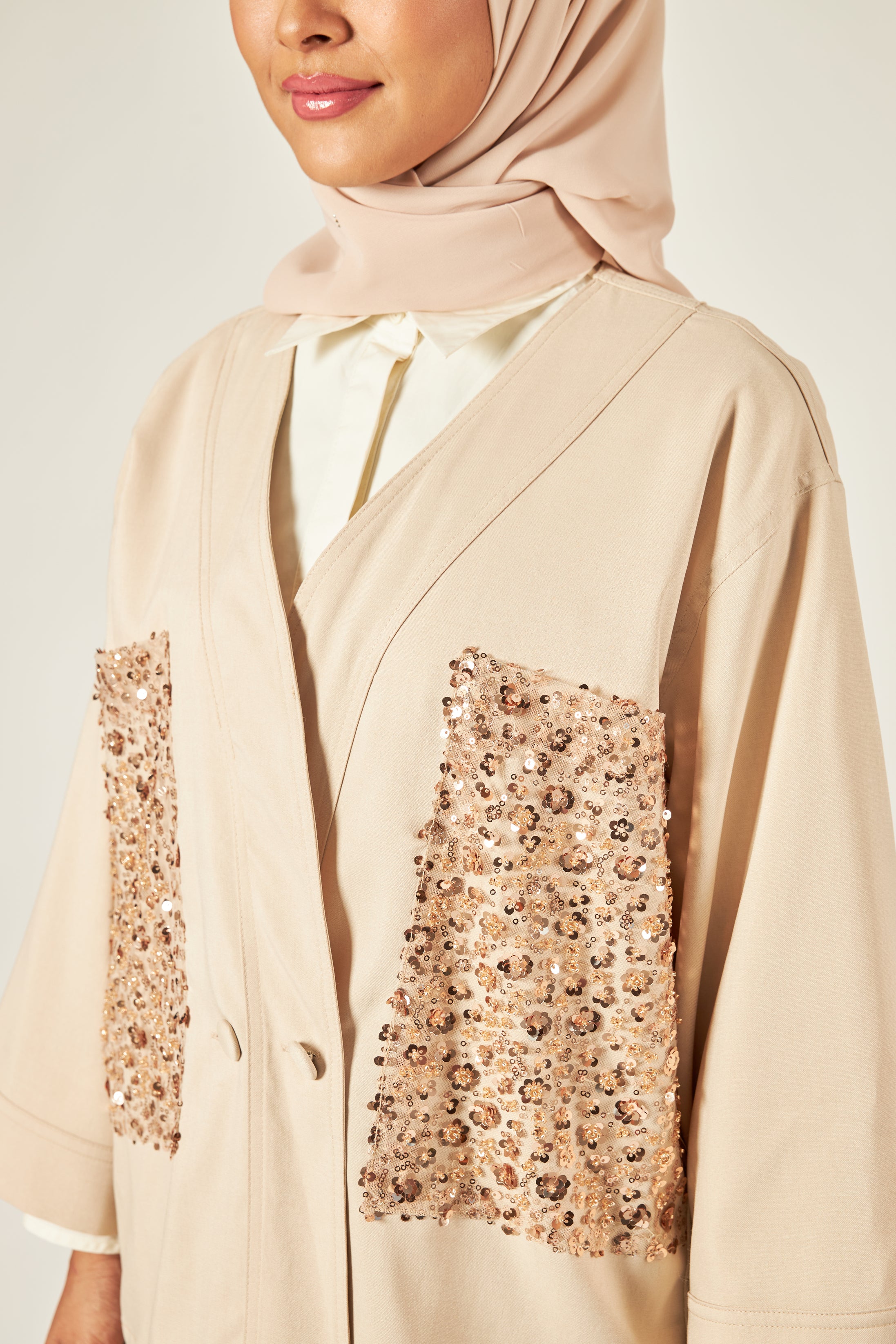 Lucille Nude Sequin Kimono