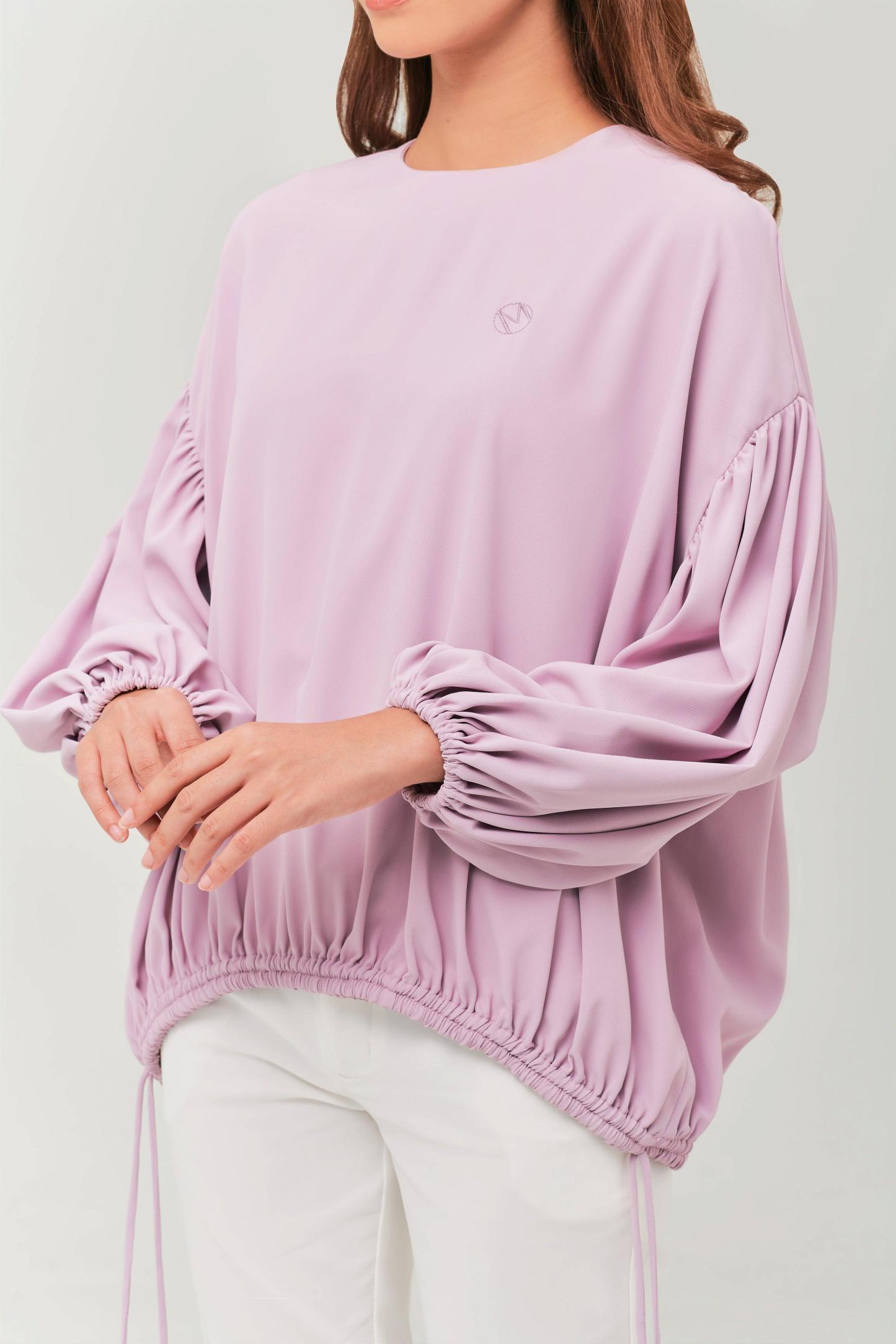 Maeve Lilac Color Balloon Sleeve Top