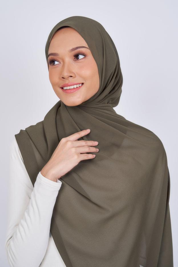 Women's Chiffon Shawl in Olive