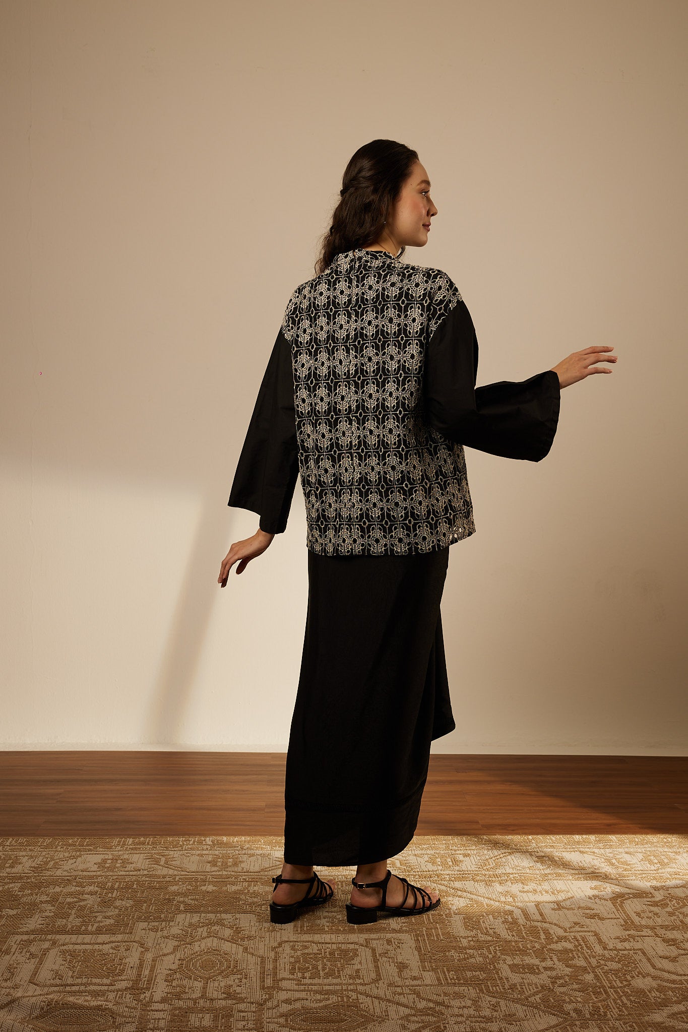 Maria Black Lace Top With Pareo Skirt