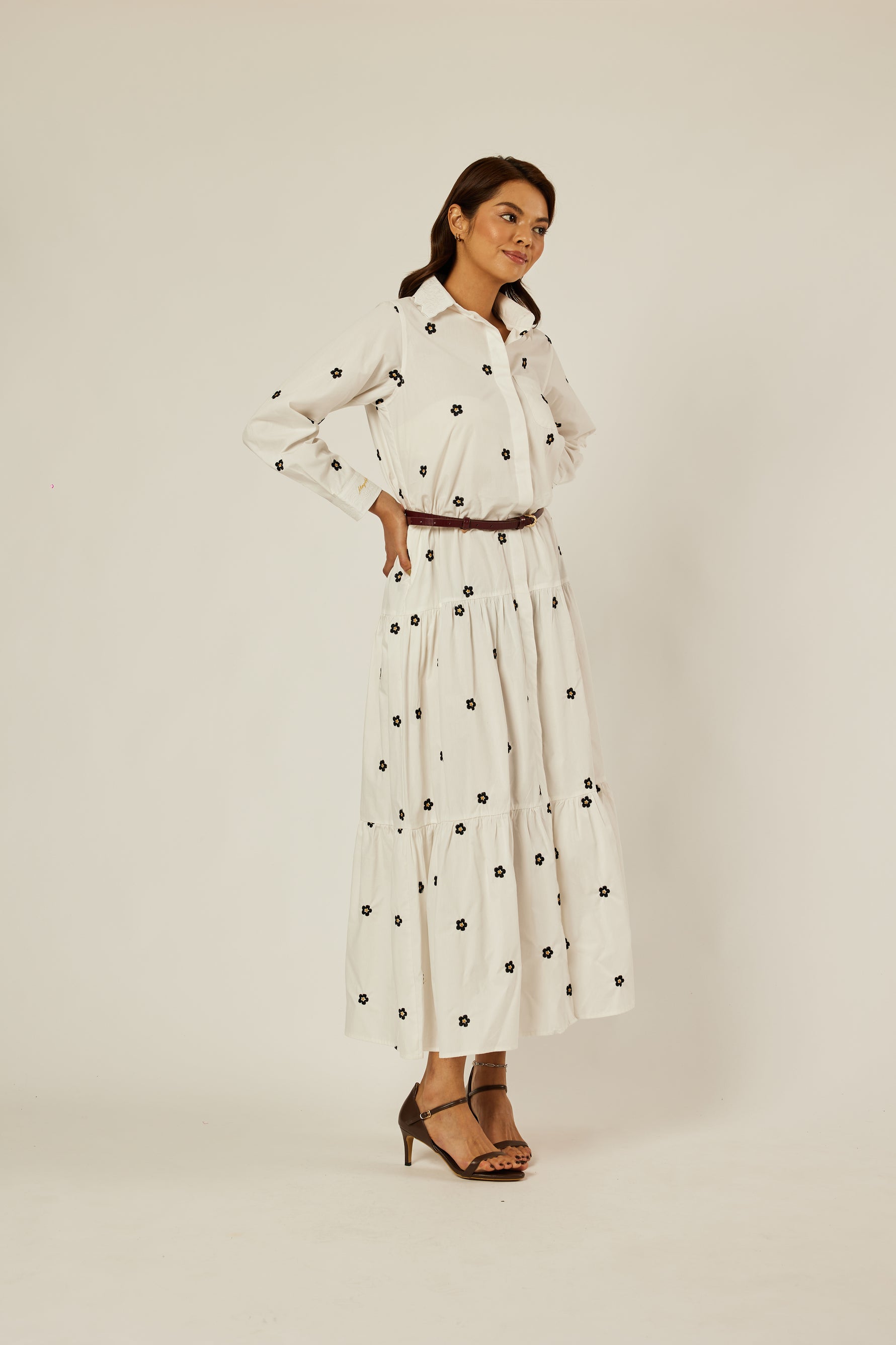 Reed White Embroidered Dress