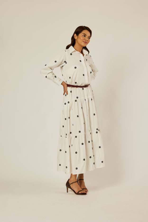 Reed White Embroidered Dress