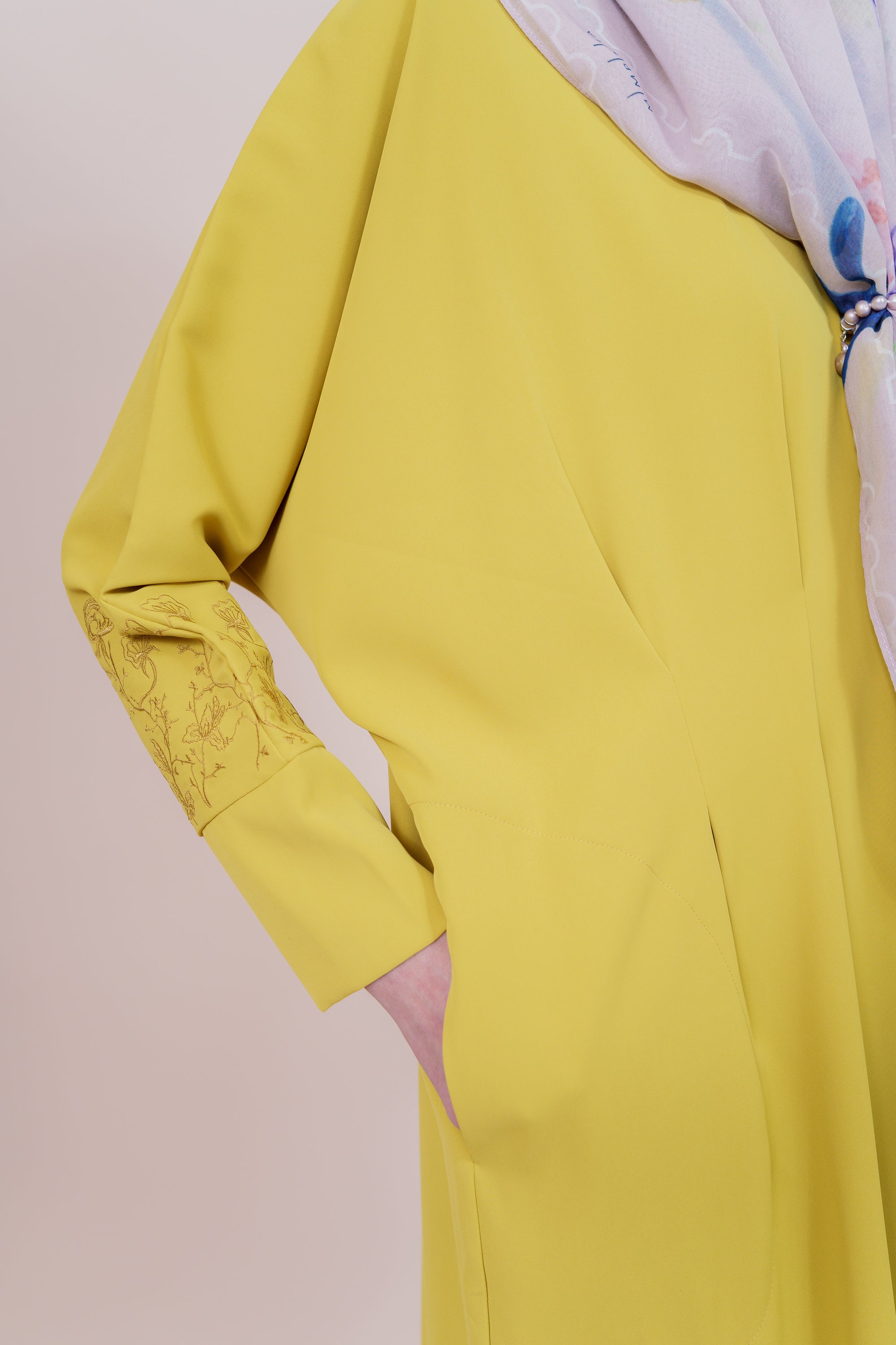 Medina Embroidered Mustard Color Dress