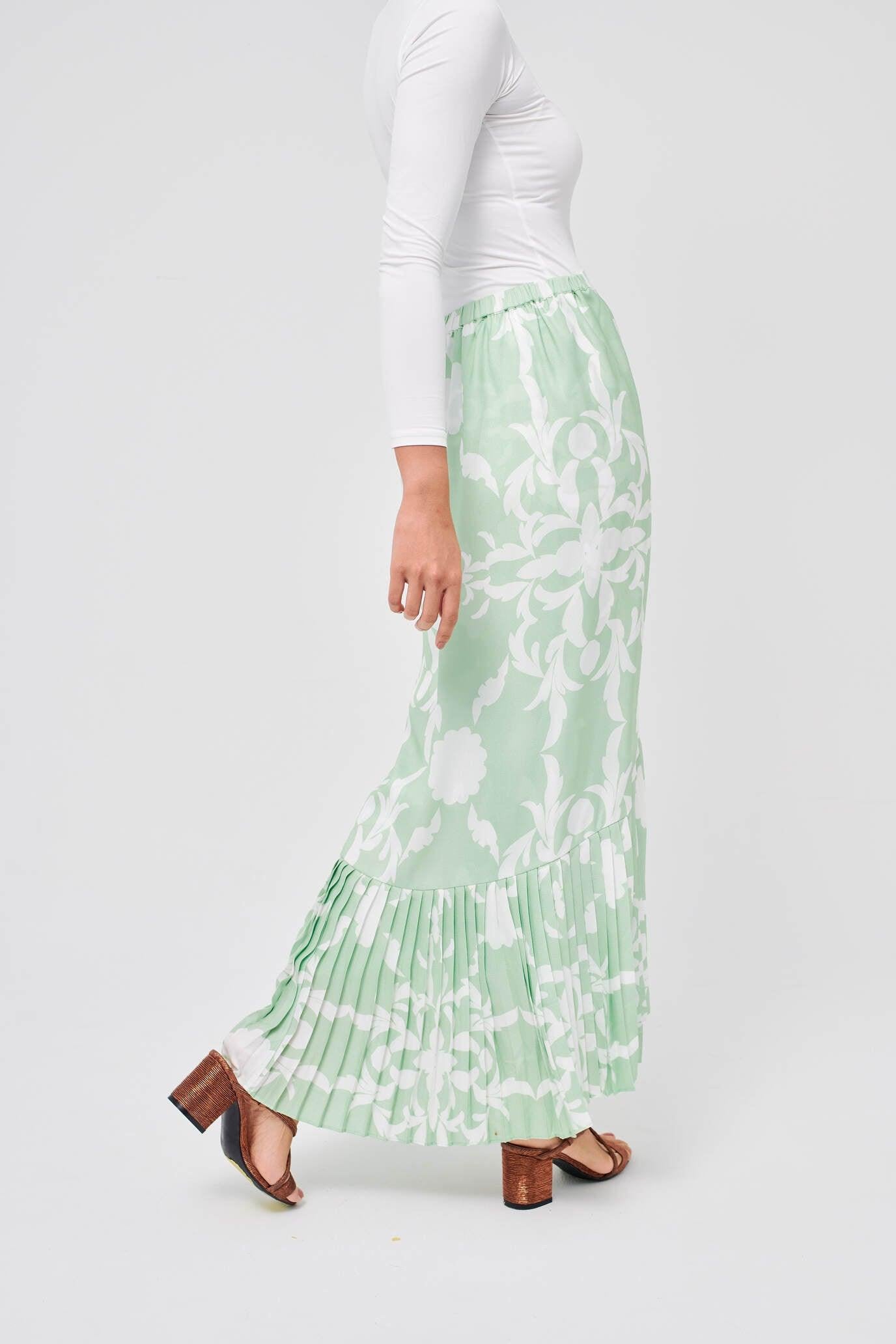 Maria Mint Pleated Skirt - Mimpikita