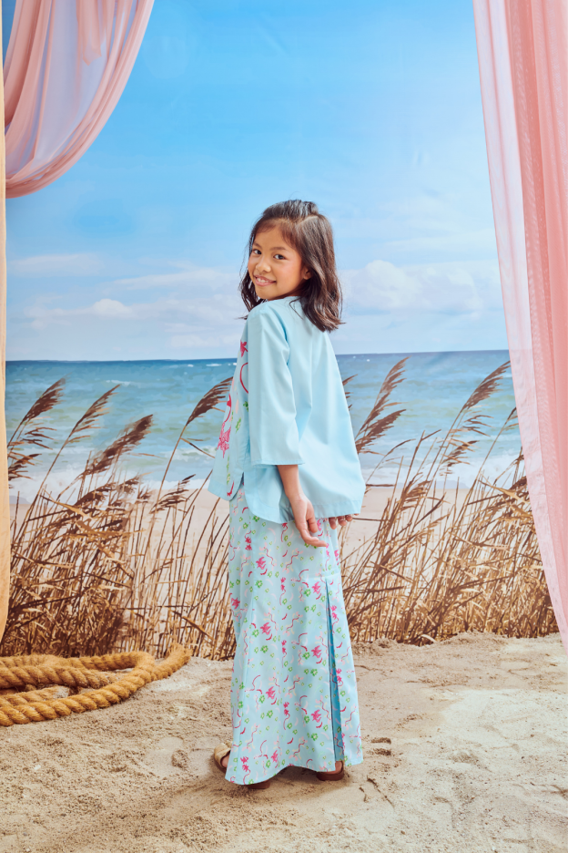 Mini Hanna Soft Blue Baju Kurung