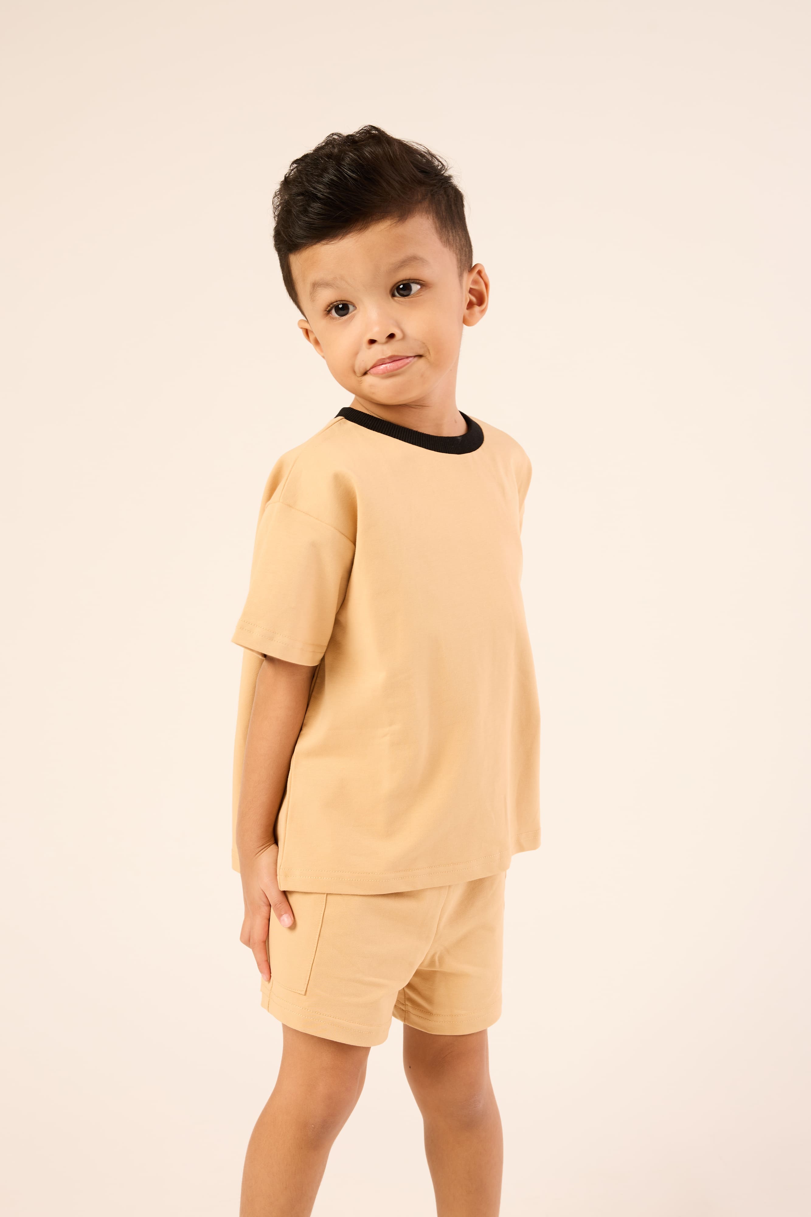 Camel Brown Comfy Shorts - Kids