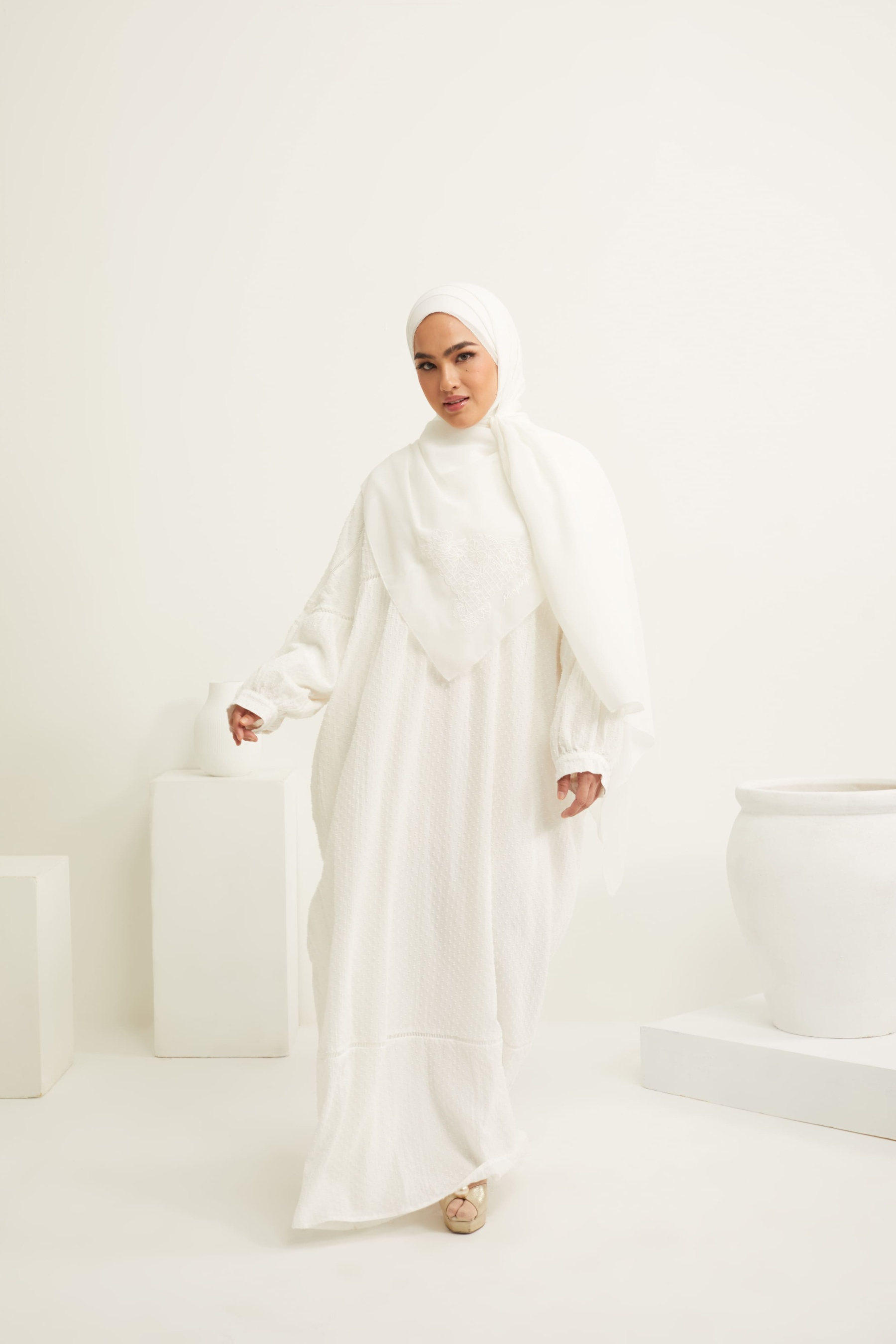 Haleema White Coquette Ribbon Long Dress