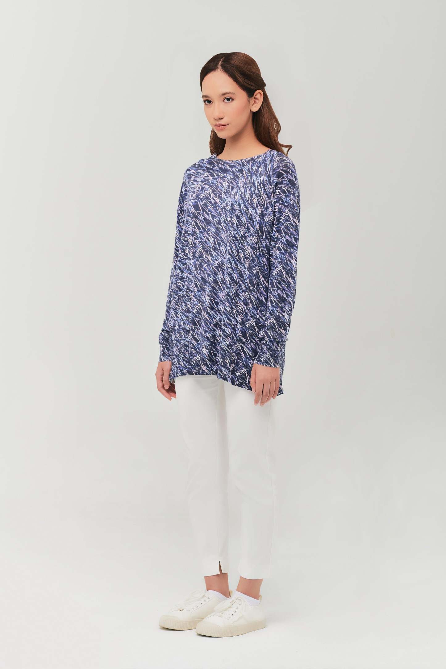 Maeve Navy Blue High Neck Wool Top
