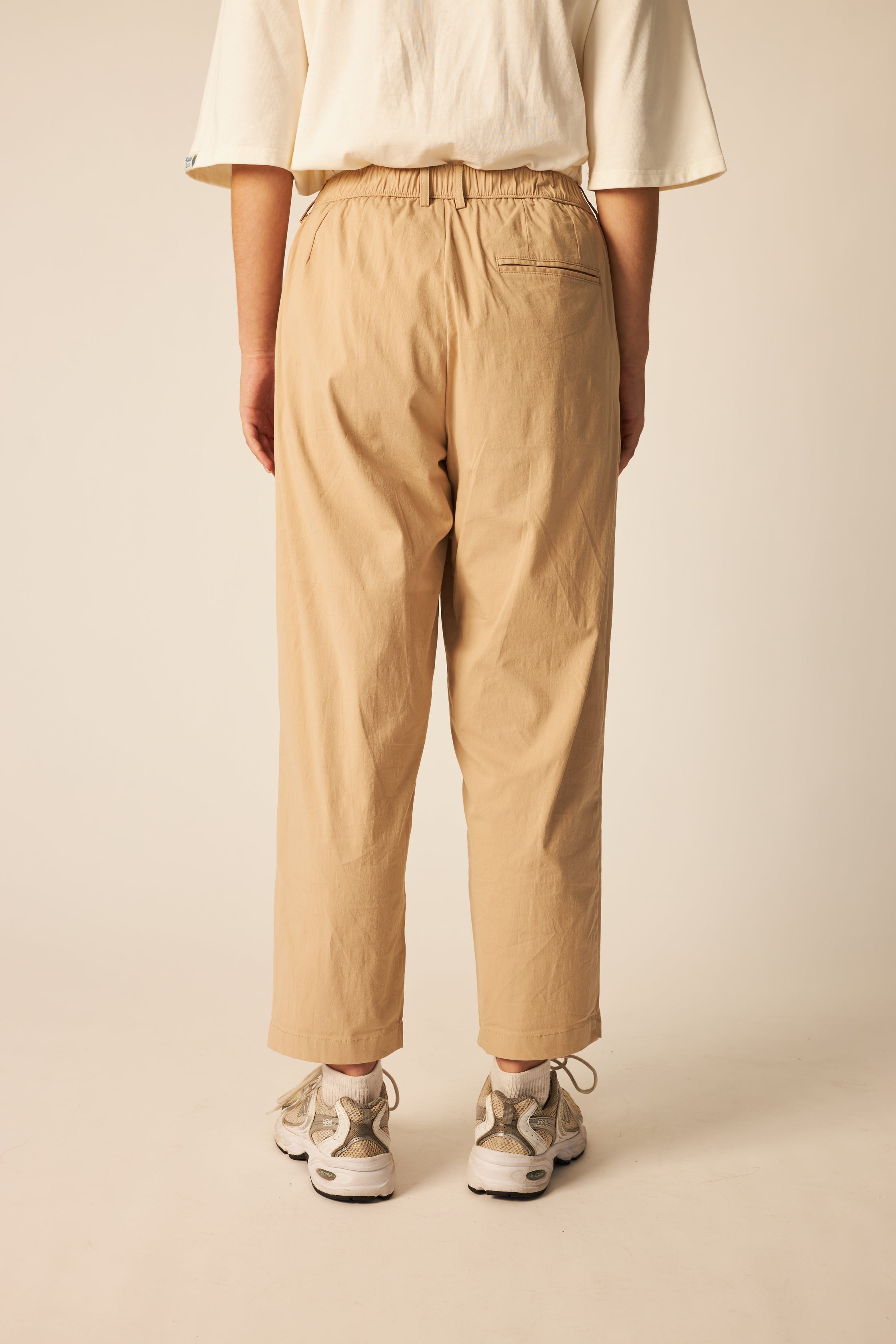 Khaki High-Waisted Tapered Pants
