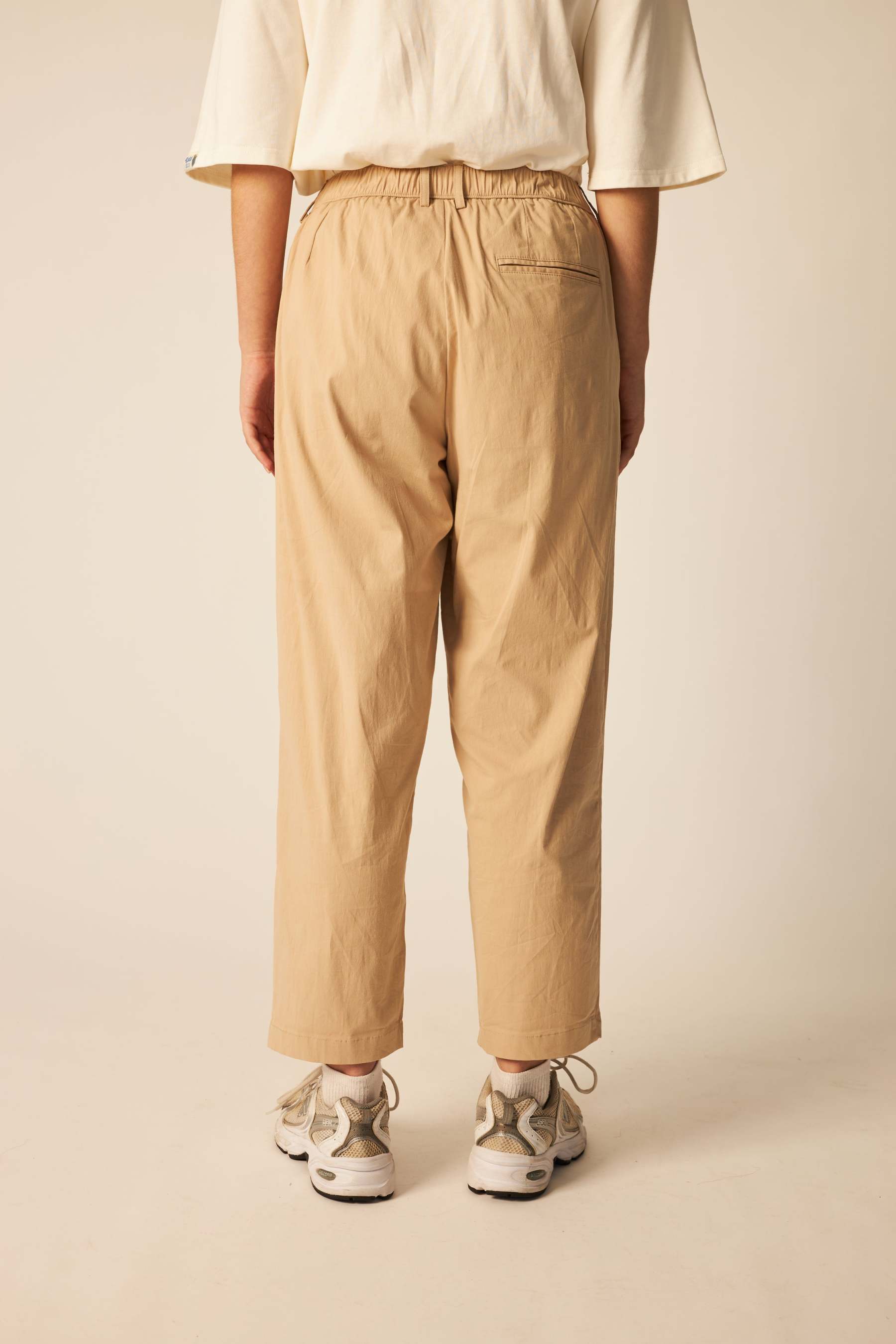 Khaki High-Waisted Tapered Pants