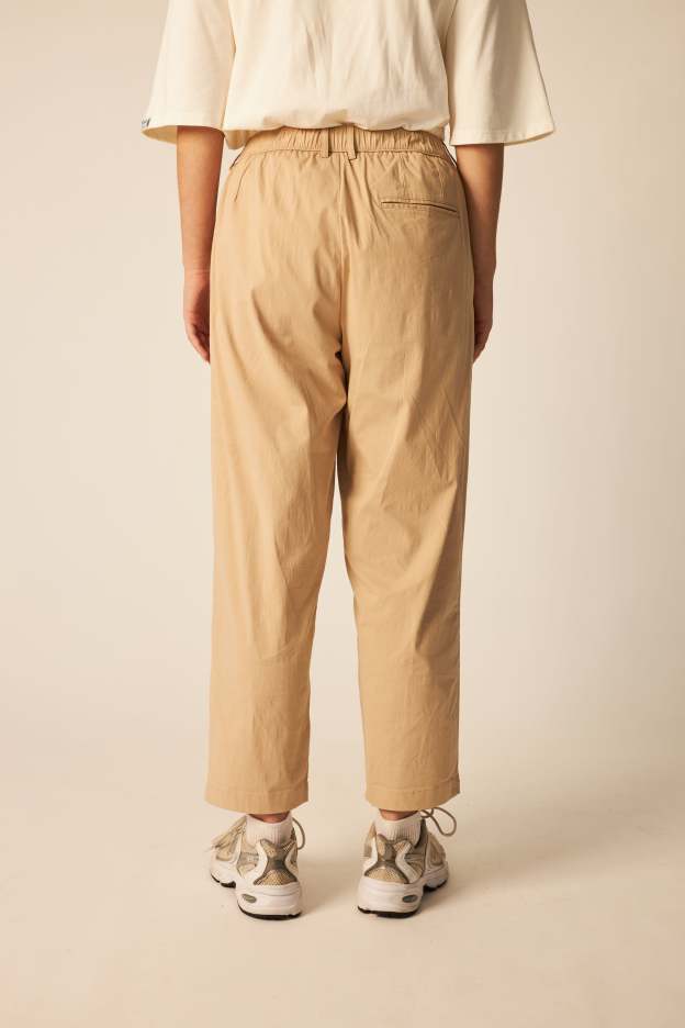 Khaki High-Waisted Tapered Pants