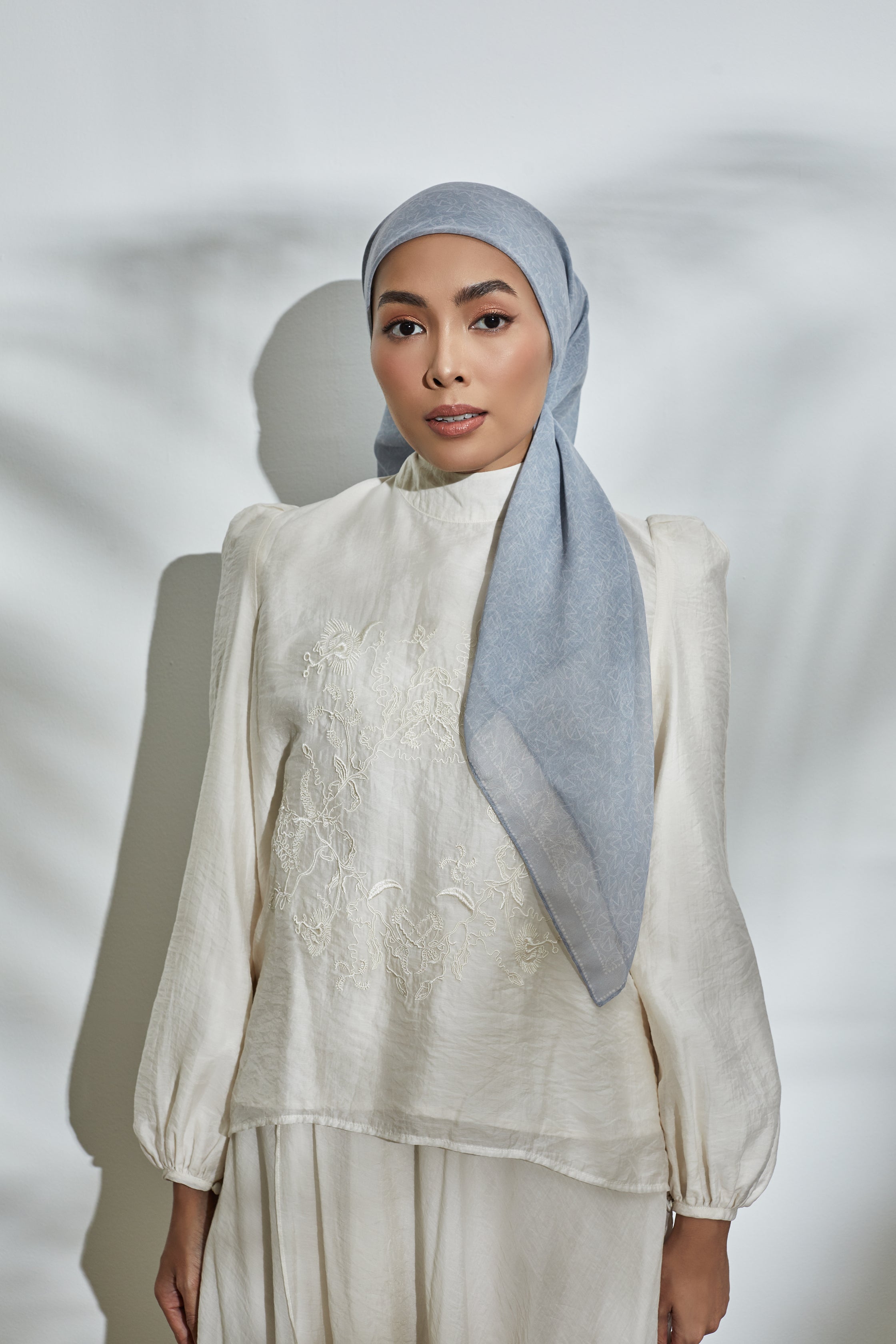 Flown Away Greyish Blue Square Scarf