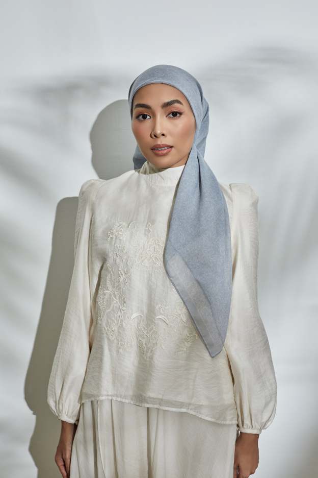 Flown Away Greyish Blue Square Scarf