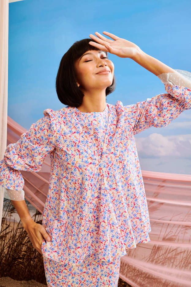 Kasih Puff Sleeves Baju Kurung Set