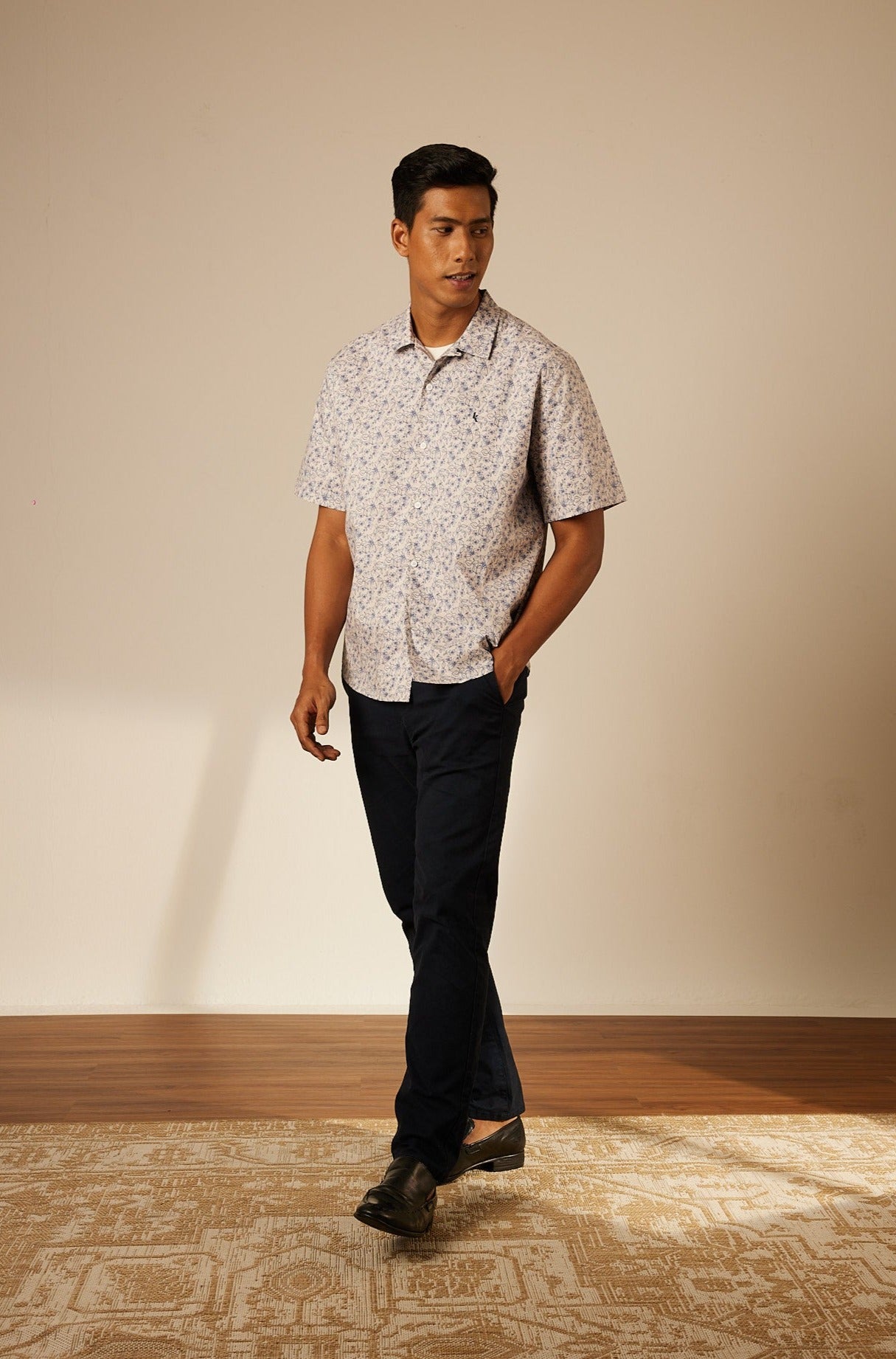 Adi Brown Collared Button-Up Shirt - Men's