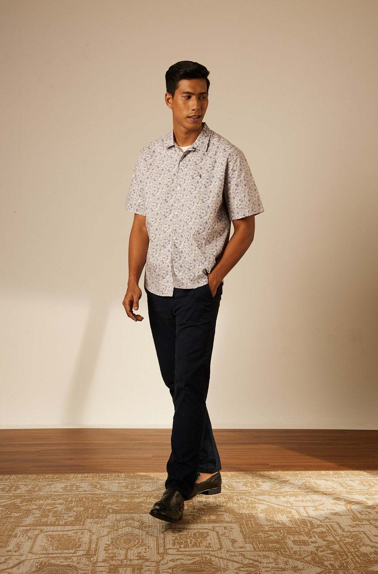 Adi Brown Collared Button-Up Shirt - Men's