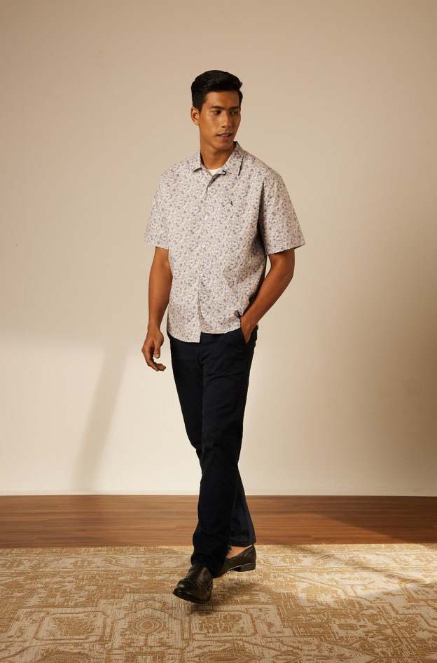 Adi Brown Collared Button-Up Shirt - Men's