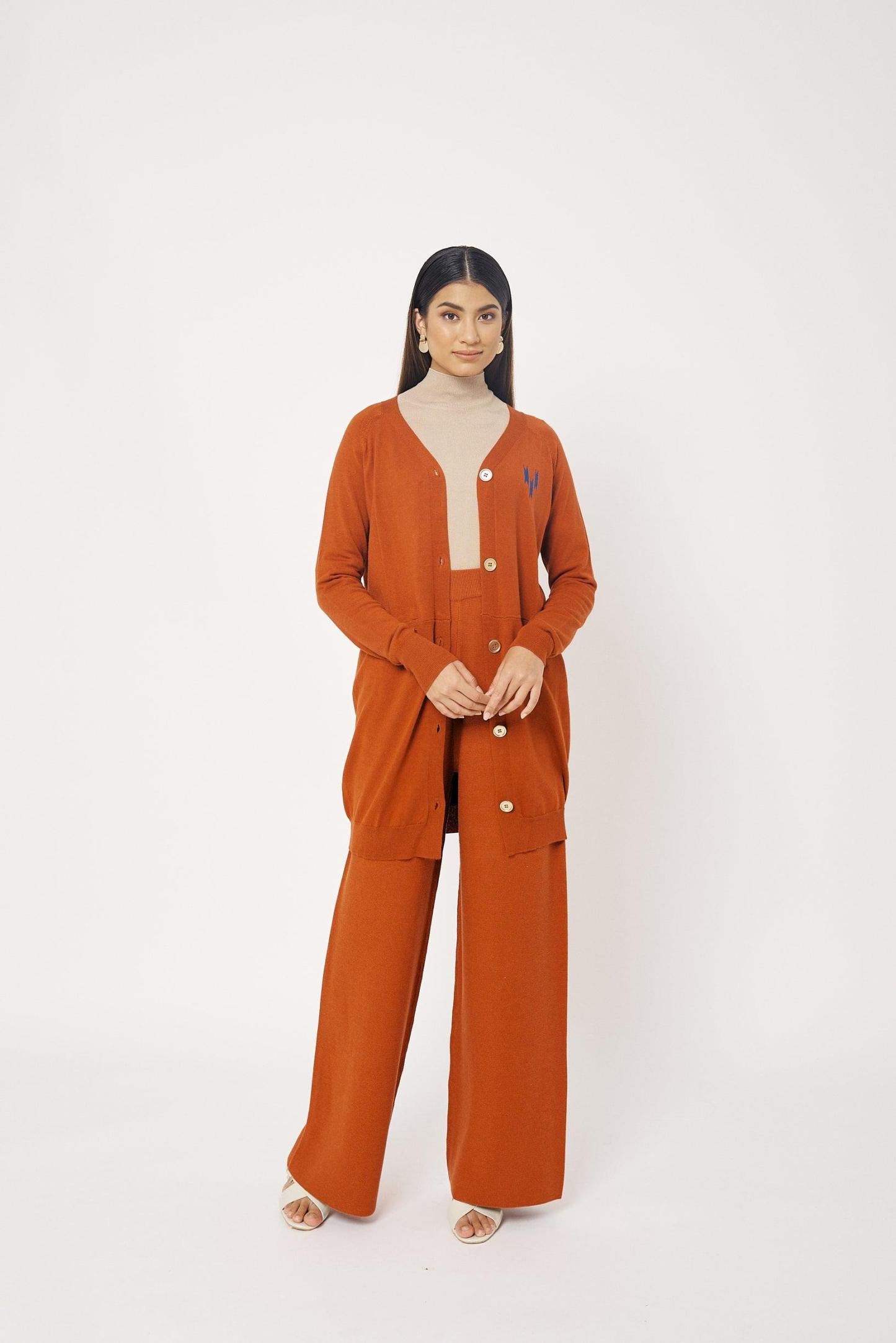 Burnt Orange High Waist Wool Pants