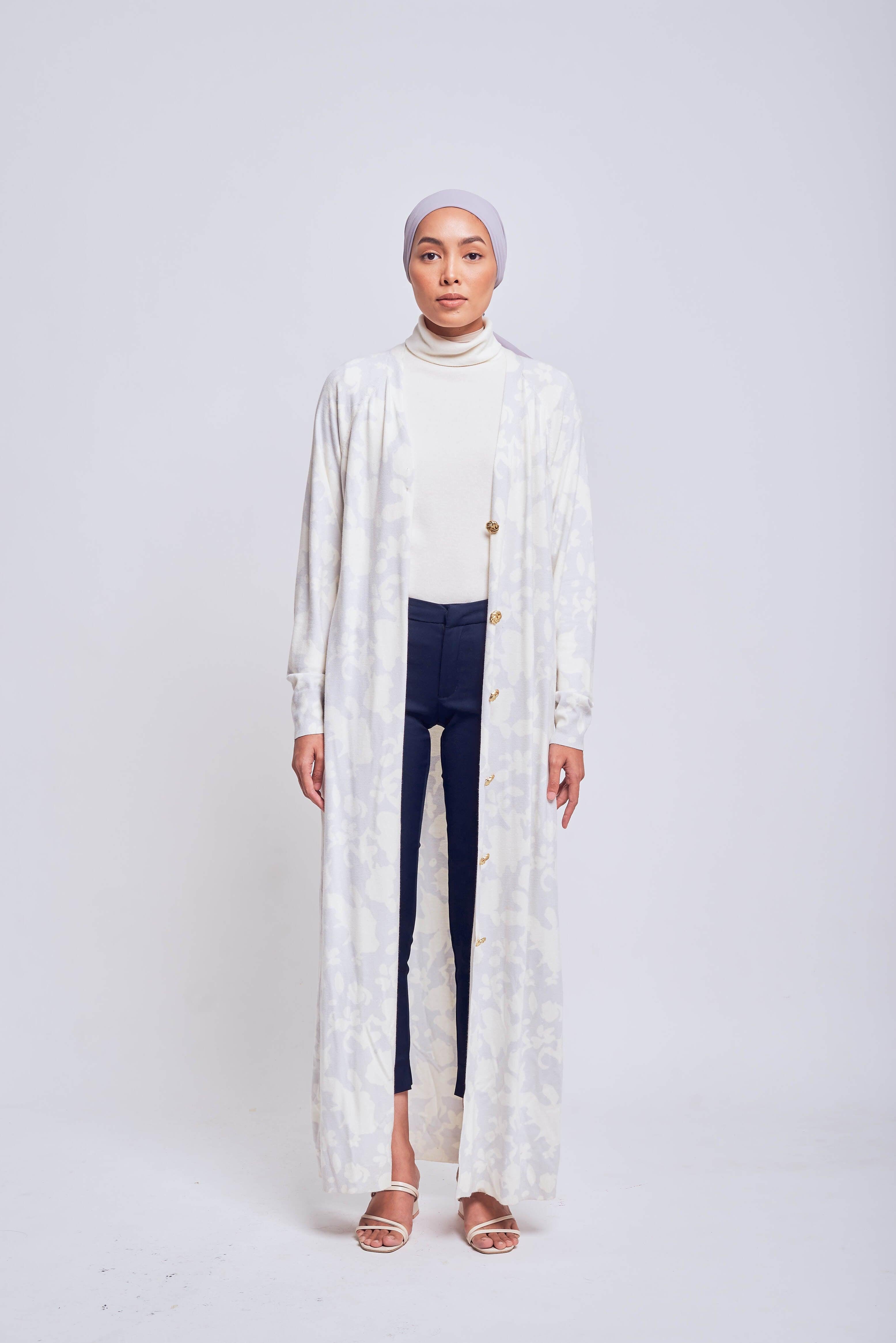 Daffodil Long Greyish Blue Cardigan - Mimpikita