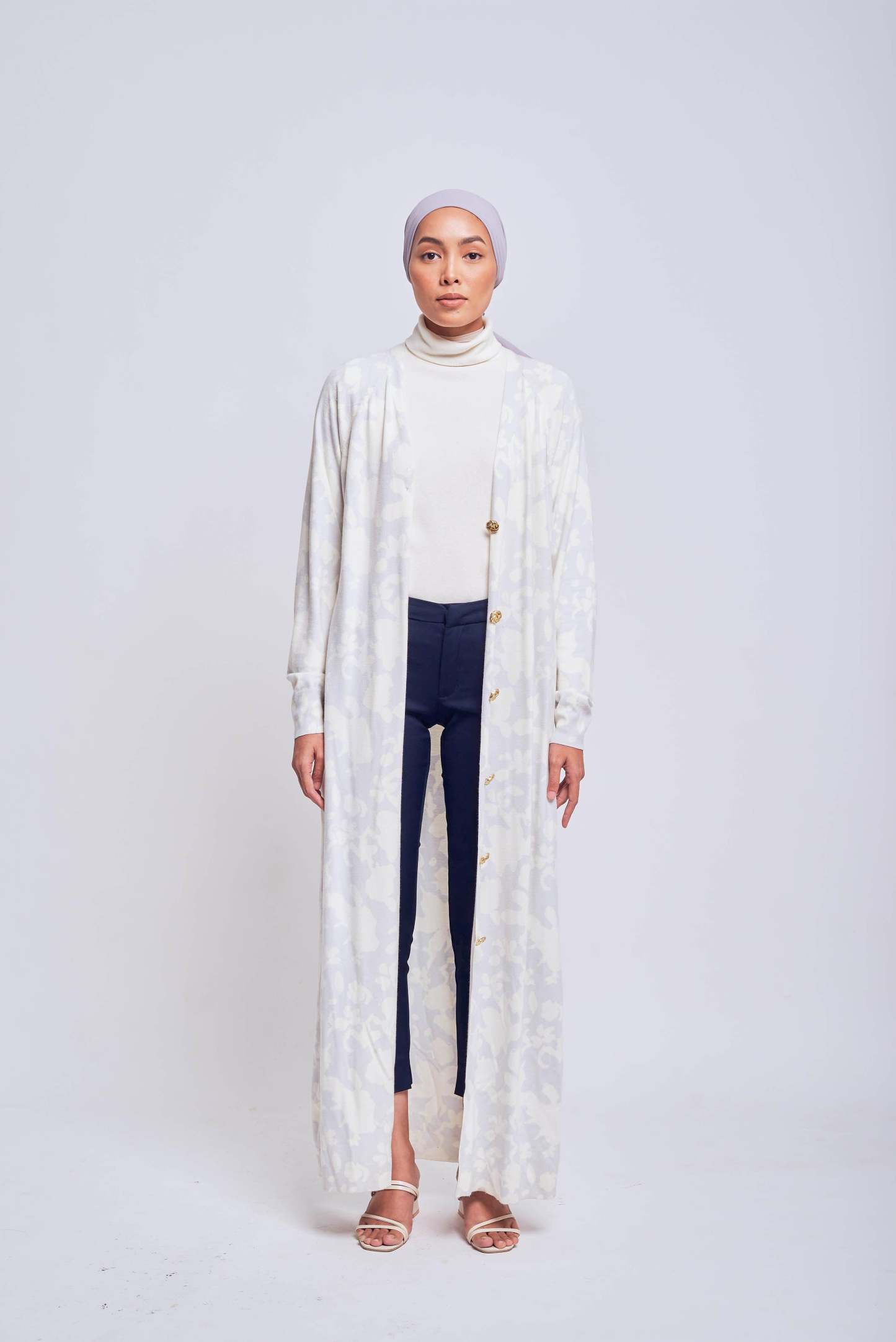 Daffodil Long Greyish Blue Cardigan - Mimpikita